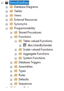 Inline tabled valued function