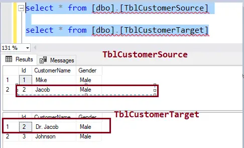 How to use Merge Statement in the SQL Server